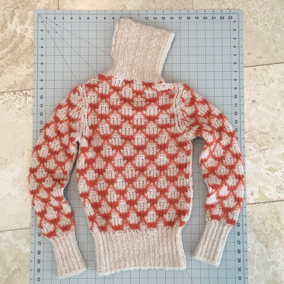Dries Van Noten Sweaters - Dries Van Noten Orange & Cream Turtleneck Sweater